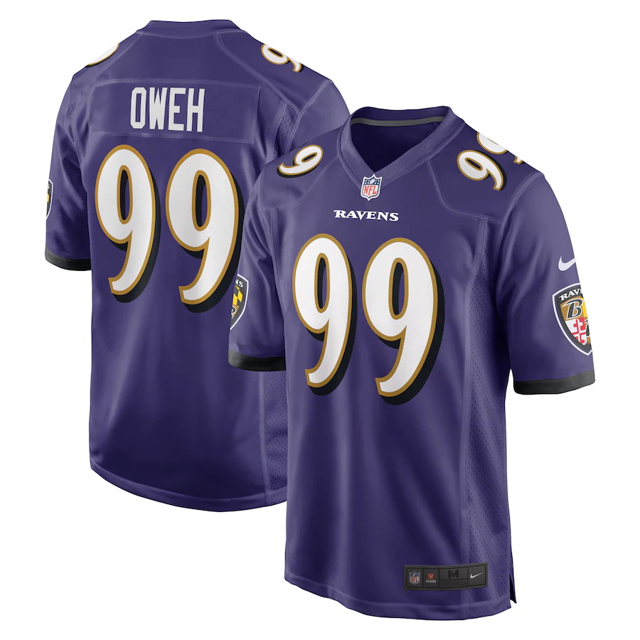 Mens Baltimore Ravens #99 Odafe Oweh Nike Purple 2021 NFL Draft First Round Pick Game Jersey